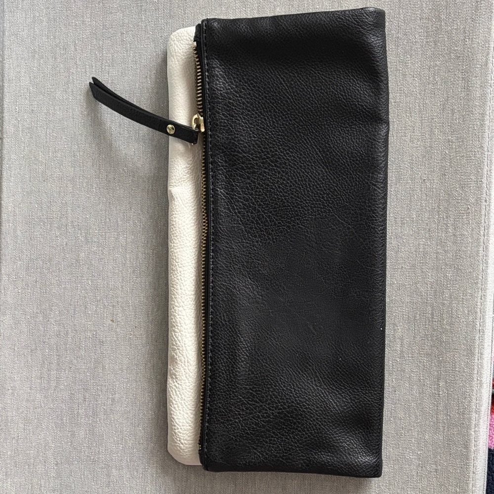 Banana Republic Black and White Leather Clutch